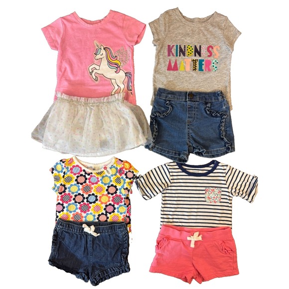 Carter's Other - Baby Girl 12 Months Summer Clothes Skort Tutu Shirts Lot Bundle Outfits Kindness